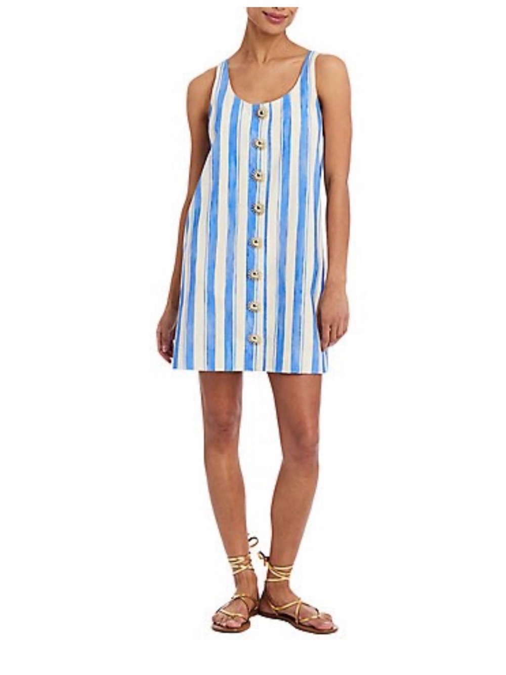 NWT Mestiza New York Mercedes linen blend Santorini stripe blue white XL